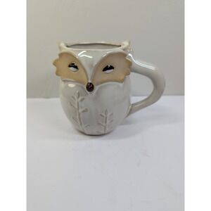 Gibson Home Fox Coffee Tea Mug White Winter  Ceramic Sculpted 3D Face 20oz